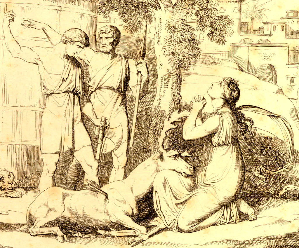 Bartolomeo Pinelli, Silvia klagt um ihren toten Hirsch (British Museum, Nr. 1949,1008.226, ca. 1811)