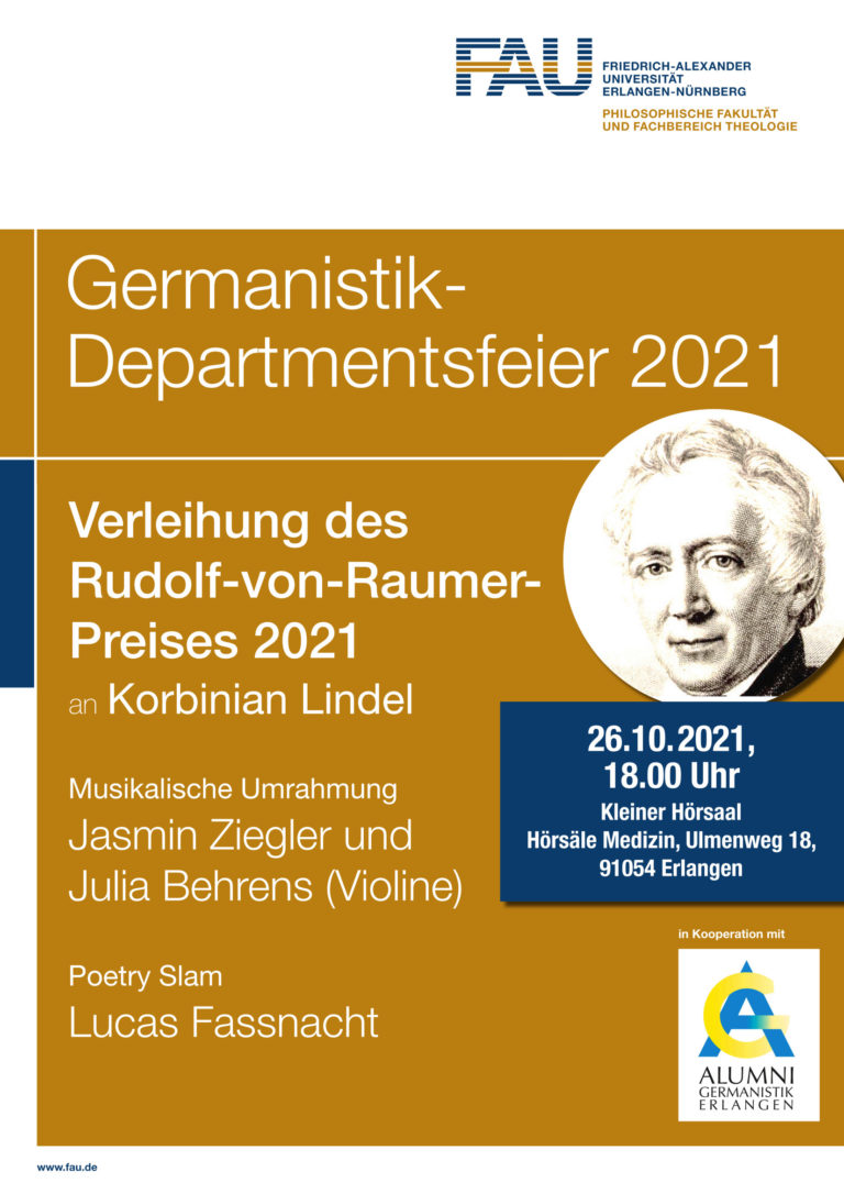 26. Oktober 2021: Festakt und Begrüßungsveranstaltung des Departments Germanistik und Komparatistik