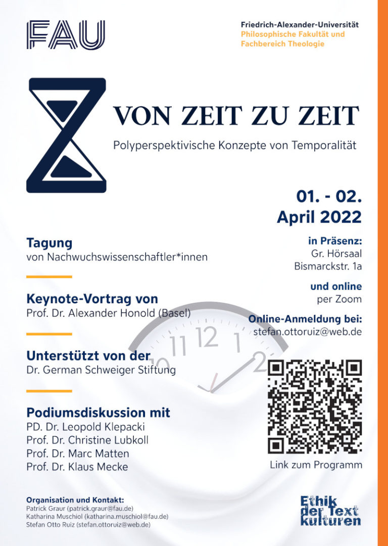 01. / 02. April 2022 Tagung: Von Zeit zu Zeit – Polyperspektivische Konzepte von Temporalität“