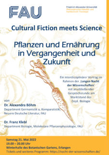 Zum Artikel "21. Mai 2022: Cultural Fiction meets Science – Pflanzen und Ernährung in Vergangenheit und Zukunft"