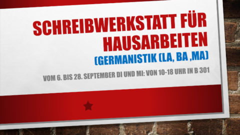 Zum Artikel "6. September 2022: Start für die Schreibwerkstatt: Hilfe bei der Erstellung einer Hausarbeit (Lehramt/BA/MA)"