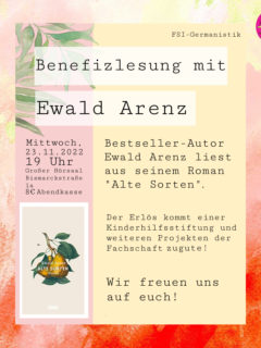 Zum Artikel "23. November 2022: Ewald Arenz liest aus „Alte Sorten“"