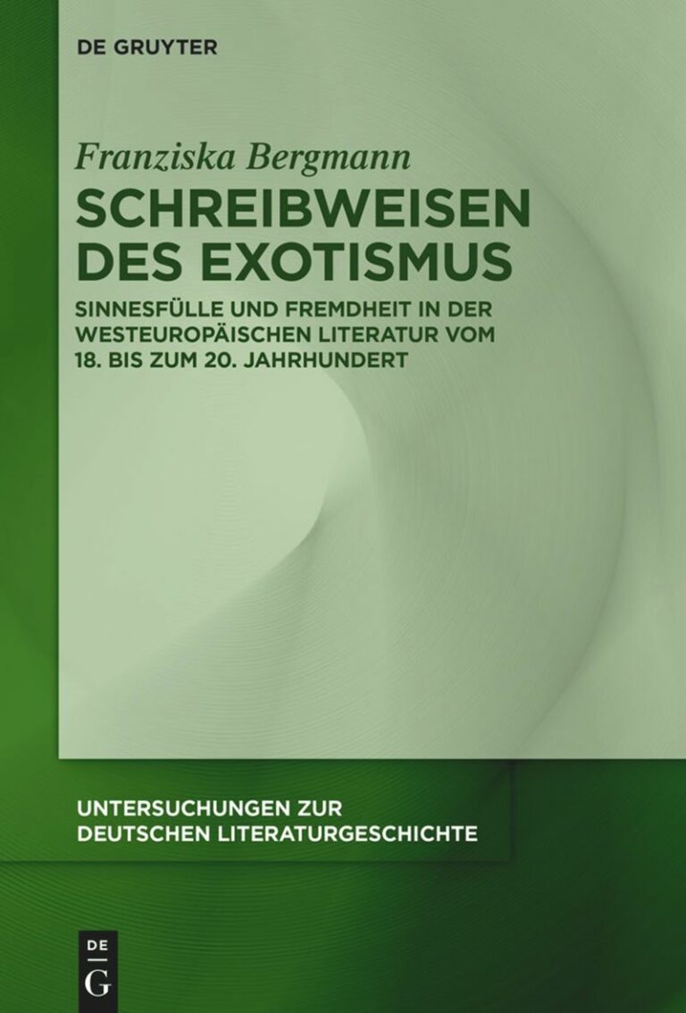 November 2023: Neuerscheinung: Franziska Bergmann: Schreibweisen des Exotismus. Sinnesfülle und Fremdheit in der westeuropäischen Literatur vom 18. bis zum 20. Jahrhundert.