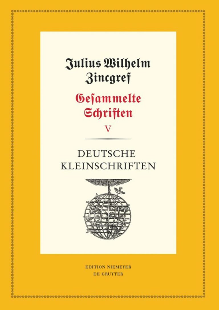 Dezember 2023: NEUERSCHEINUNG: Julius Wilhelm Zincgref: Deutsche Kleinschriften. Hg. von Werner Wilhelm Schnabel / Victoria Gutsche / Dirk Niefanger unter Mitarbeit von René Wundke (Julius Wilhelm Zincgref: Gesammelte Schriften, 5). Berlin, Boston: de Gruyter 2023  (Neudrucke deutscher Literaturwerke, NF 108). VI, 444 S.