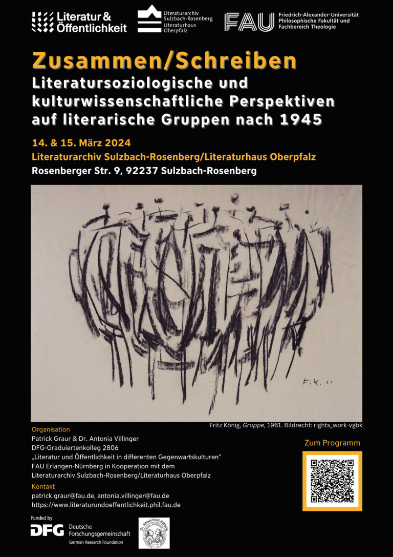 14./15. März 2024: Workshop: Zusammen/Schreiben. Literatursoziologische und kulturwissenschaftliche Perspektiven auf literarische Gruppen nach 1945